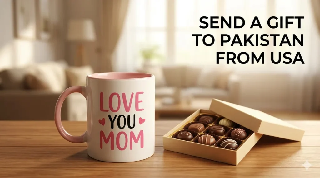 Send a gift to Pakistan with a Love You Mom Mug and Chocolate Set