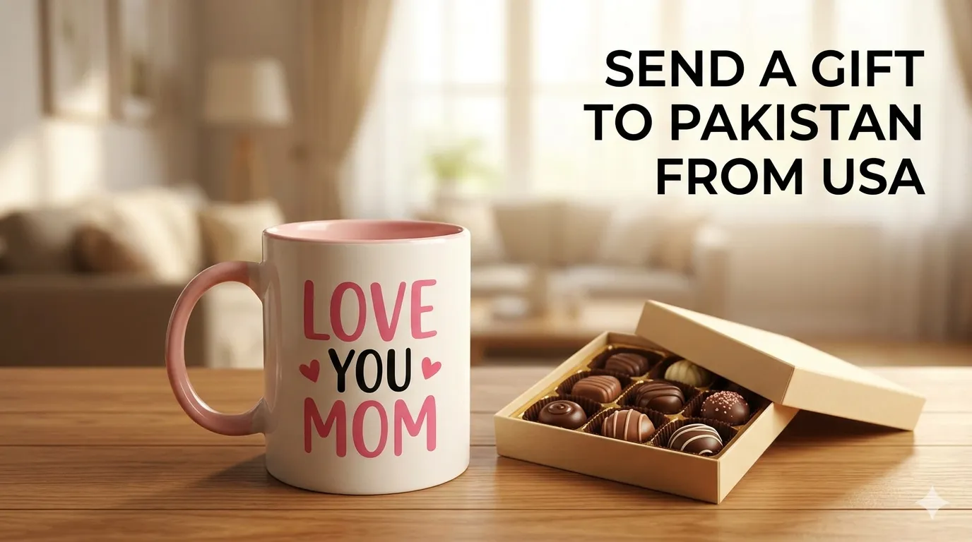 Send a gift to Pakistan with a Love You Mom Mug and Chocolate Set